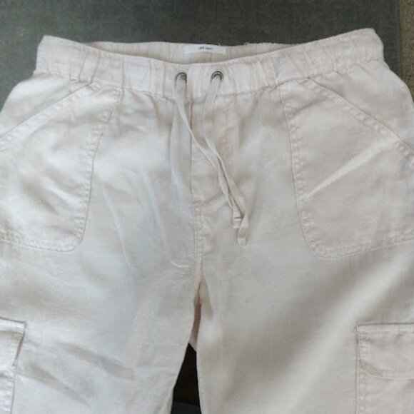 NICOLE MILLER Linen Cargo Pull On Elastic Drawstring Waist Khaki Jogger Pants M - Picture 4 of 15